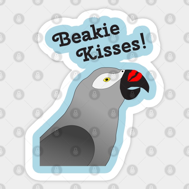 Beakie Kisses African Grey Parrot Sticker by Einstein Parrot